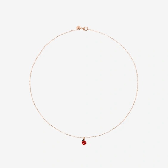 Orologio COLLANA CUORE ORO ROSA, RUBINO SINTETICO & DIAMANTI