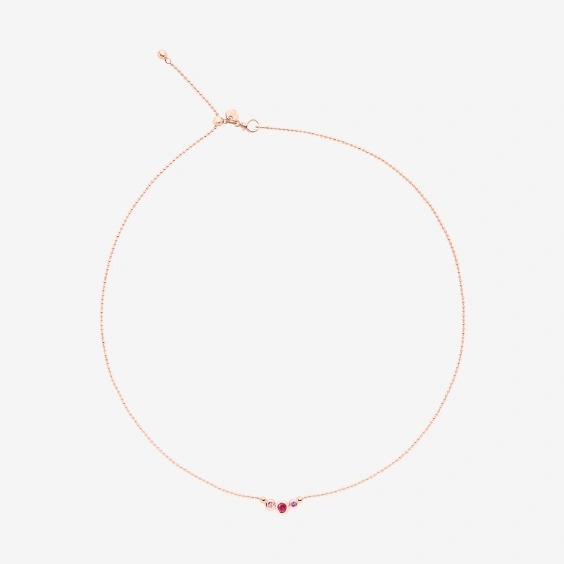 Orologio COLLANA CUORE ORO ROSA, RUBINO SINTETICO & DIAMANTI