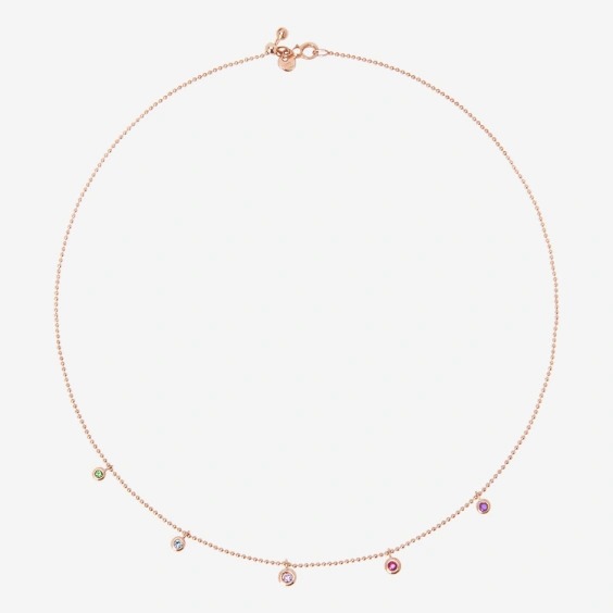 Orologio COLLANA CUORE ORO ROSA, RUBINO SINTETICO & DIAMANTI