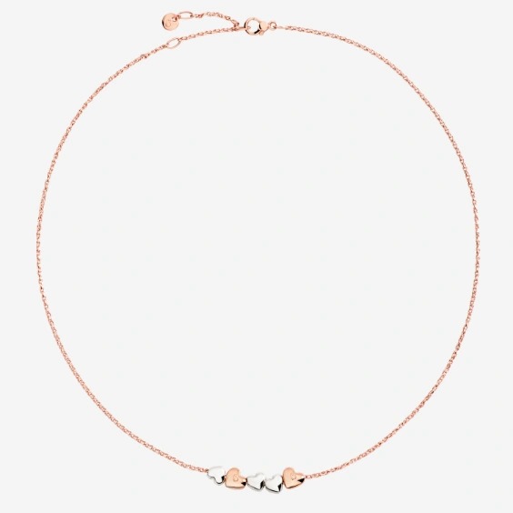 Orologio COLLANA CUORE ORO ROSA, RUBINO SINTETICO & DIAMANTI