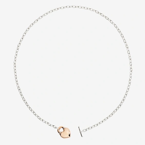 Orologio COLLANA CUORE ORO ROSA, RUBINO SINTETICO & DIAMANTI