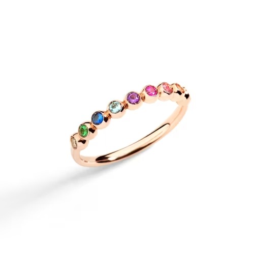 Gioiello dodo anelli - ANELLO BOLLICINE ORO ROSA & PIETRE COLORATE