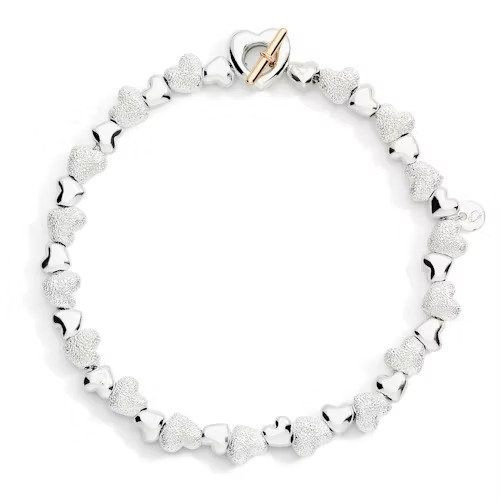 Gioiello dodo bracciali - BRACCIALE CUORE CON COMPONENTI ARGENTO E ARGENTO EFFETTO DIAMANTATO
