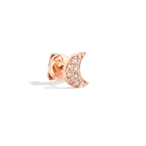 Gioiello dodo orecchini - ORECCHINO STUD LUNA ORO ROSA & DIAMANTI BROWN