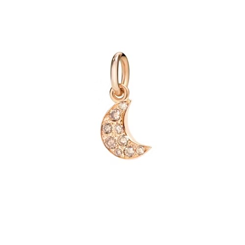 Gioiello dodo charms - CIONDOLO LUNA ORO ROSA & DIAMANTI BROWN