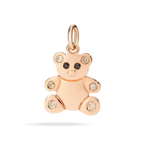 Gioiello dodo charms - CIONDOLO ORSETTO ORO ROSA, DIAMANTI E SMALTO