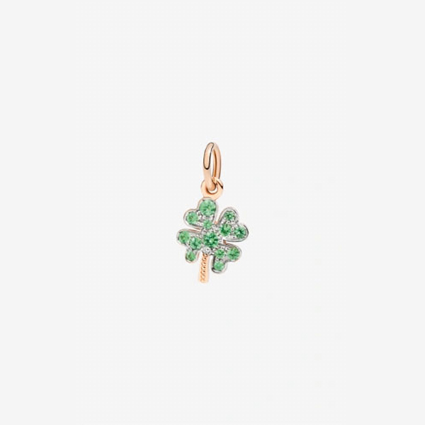 Gioiello dodo charms - CIONDOLO QUADRIFOGLIO ORO ROSA E TSAVORITI