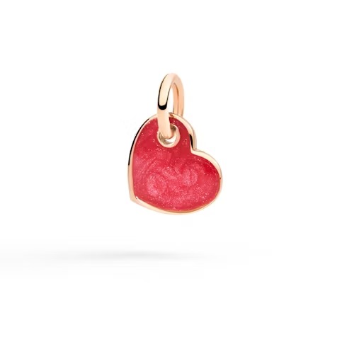 Gioiello dodo charms - CIONDOLO CUORE ORO ROSA & SMALTO (ROSSO)
