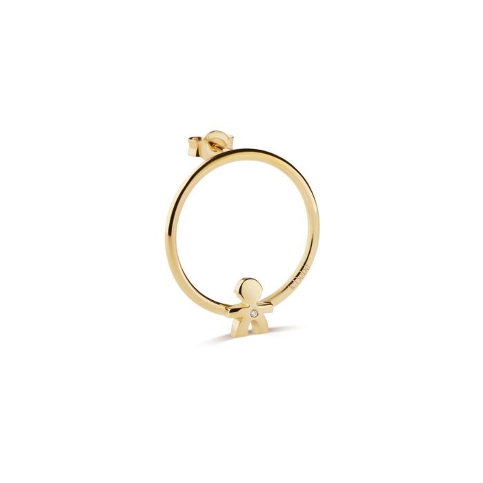 Gioiello lebebe orecchini - MONO ORECCHINO LES PETITS CON SAGOMA BIMBO IN ORO GIALLO E DIAMANTE